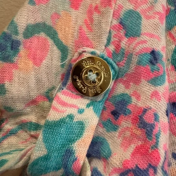 Lilly Pulitzer Linen Shirt Serene Blue Fish - Picture 3 of 8